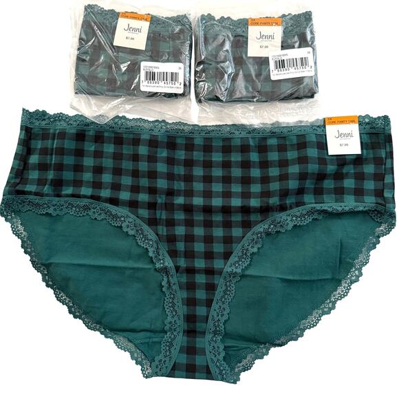 Jenni Intimates Lot 3pcs Hipster Cotton Panties - Buffalo Plaid - Plus Size 3X - Picture 1 of 6